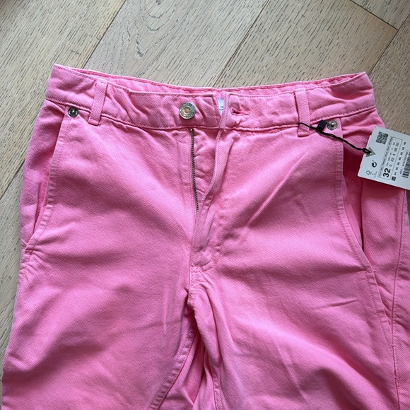 PInk Zara baggy denim jeans wide leg 0 - Picture 3 of 4